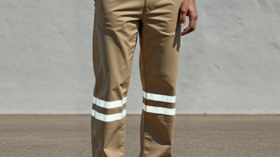 Pantalon cafe franjas reflejantes