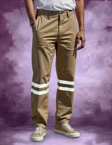 Pantalon cafe franjas reflejantes